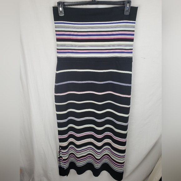 White House Black Market Striped Midi Dress - Black, Purple, Pink, White - Picture 2 of 9